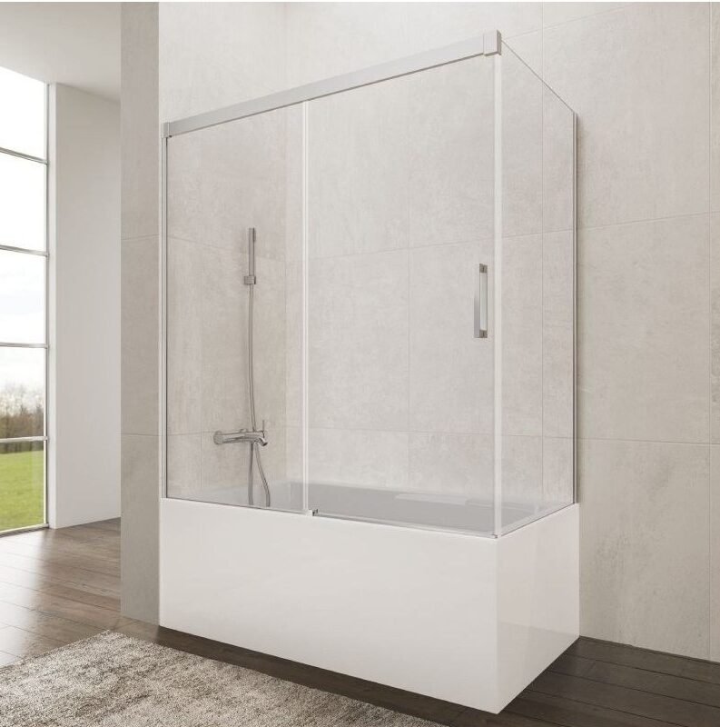 1 Mampara bañera frontal fijo + corredera + lateral fijo BASIC - Imagen 1