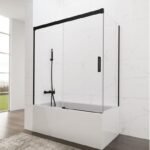 Mampara bañera frontal fijo + corredera + lateral fijo BASIC negra