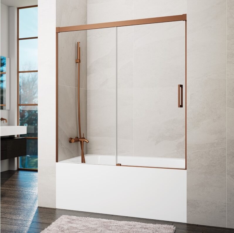 C Mampara Frontal de bañera 1 Fijo + 1 Corredera BASIC COBRE - Imagen 1
