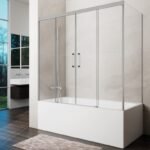 Mampara bañera 2 fijo + 2 corredera + lateral fijo BASIC NÍQUEL