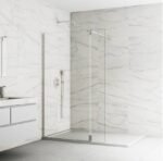 Mampara cristal Fijo + Abatible SCREEN NÍQUEL BISAGRA