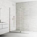 Mampara cristal Fijo + Abatible SCREEN NÍQUEL BISAGRA