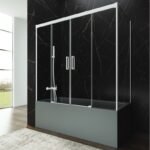 Mampara bañera 2 fijo + 2 corredera + lateral fijo BASIC BLANCA