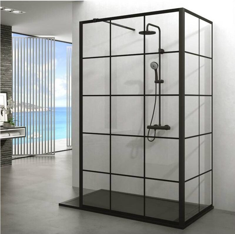 d Mampara ducha fija SCREEN BLACK CHESS ANGULAR - Imagen 1