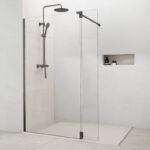 Mampara cristal Fijo + Abatible SCREEN TITANIO BISAGRA