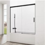 Mampara Frontal de bañera 1 Fijo + 1 Corredera BASIC negra
