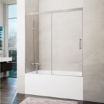 Mampara Frontal de bañera 1 Fijo + 1 Corredera BASIC NÍQUEL