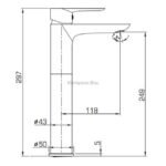 Grifo monomando lavabo caño alto CASSIO blanco y cromo - Imagen 3