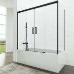 Mampara bañera 2 fijo + 2 corredera + lateral fijo BASIC NEGRA