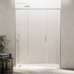 Mampara ducha fijo + puerta + fijo BASIC NÍQUEL