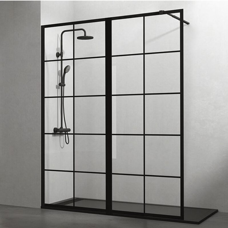 t Mampara cristal fijo SCREEN XXL BLACK CHESS - Imagen 1